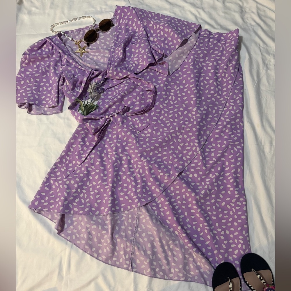 Purple Dotted Women's XS Vacation Set